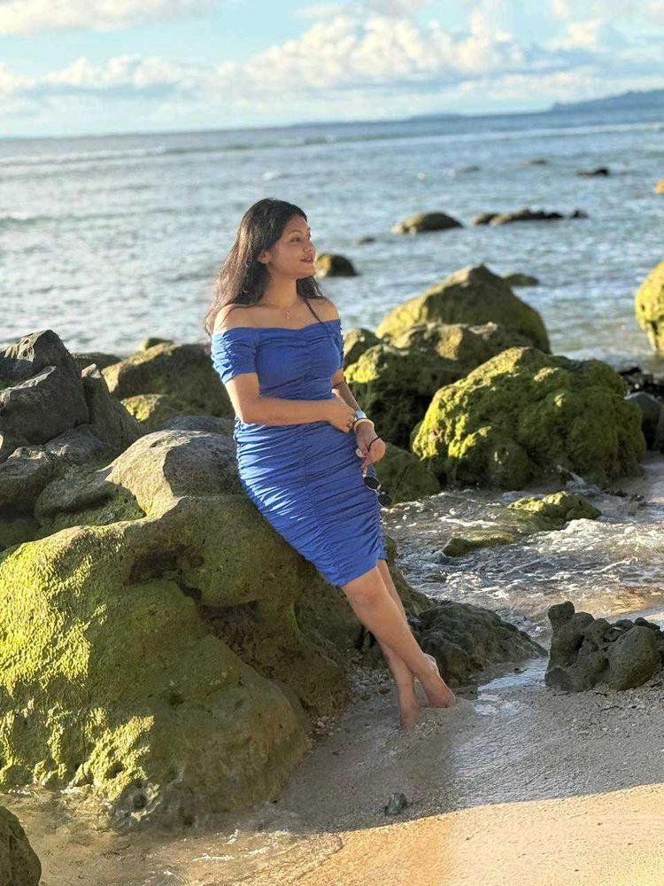Ruching Off-Shoulder Blue Dress