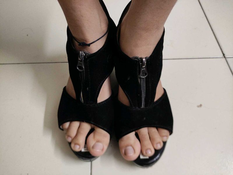 Black Zipper Heels