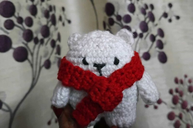 Crocheted Bear with Scarf