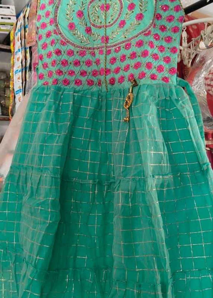 Aqua &amp; Pink Embroidered Dress