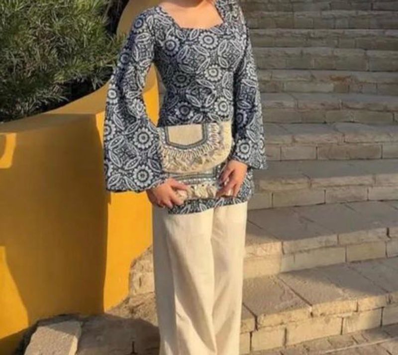 Boho Print Bell Sleeve Kurta