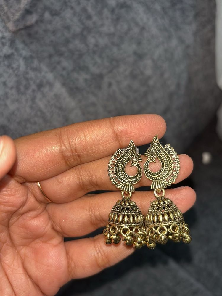 Exquisite Peacock Design Jhumka Earrings