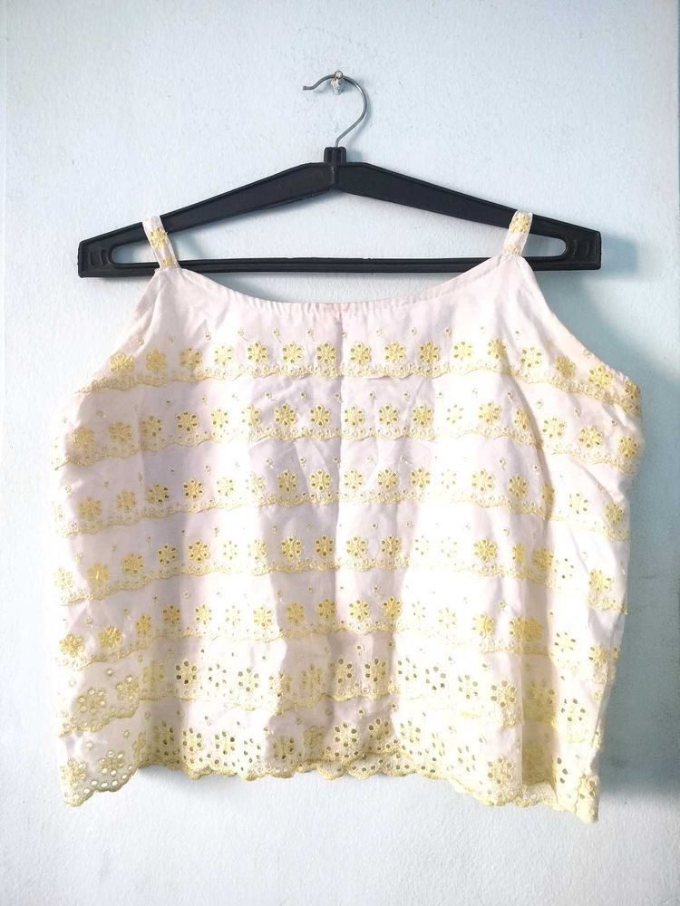 White Broderie Anglaise Cami Top