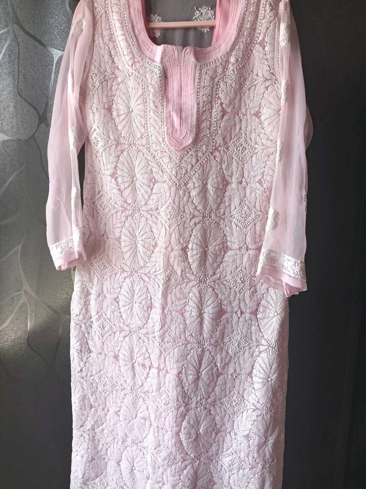 Pink Chikankari Kurta