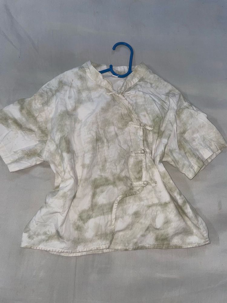 Tie-Dye Mandarin Collar