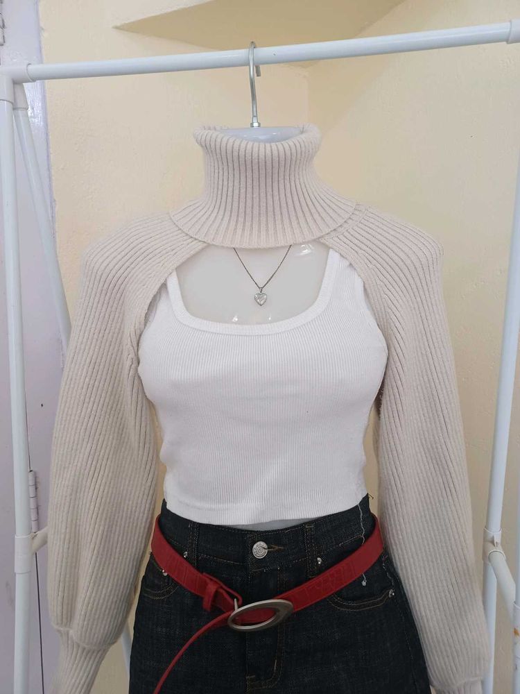 Zara Ribbed Turtleneck Bolero