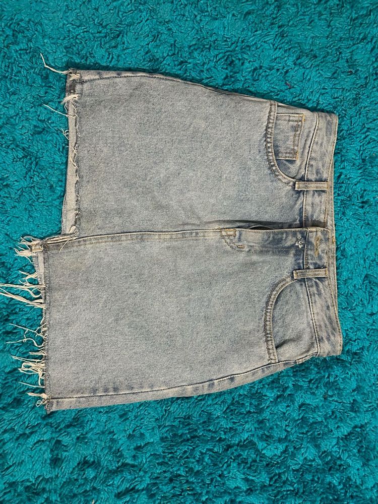 Light Wash Denim Mini Skirt