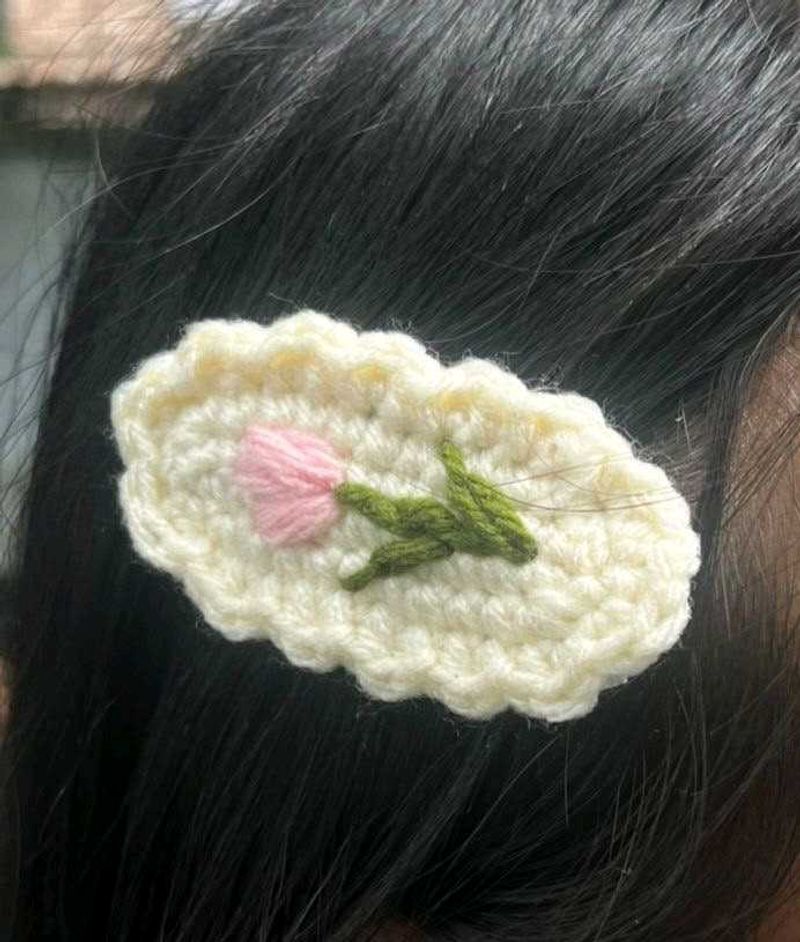 Handmade Crochet Flower Hair Clip