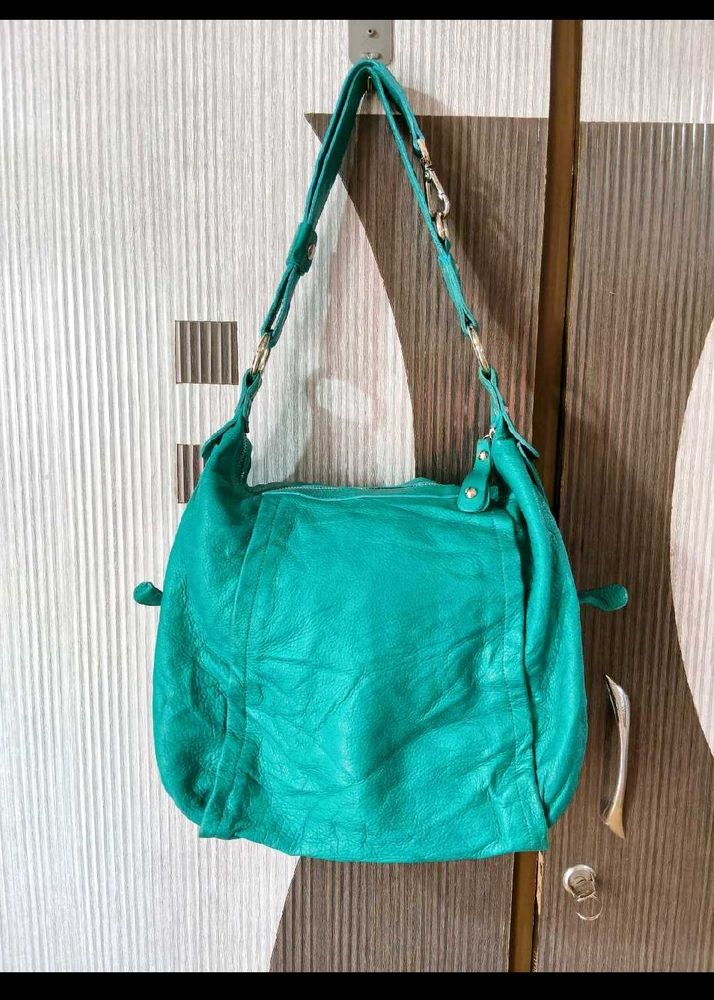 Teal Leather Shoulder Bag