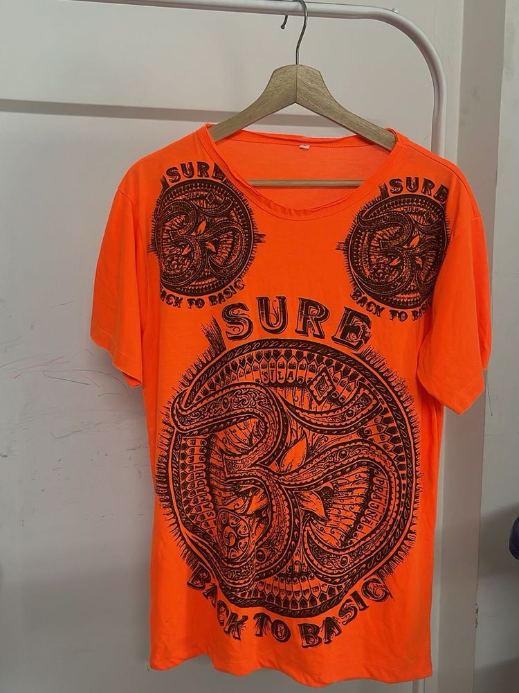 Vibrant Orange Graphic T-Shirt