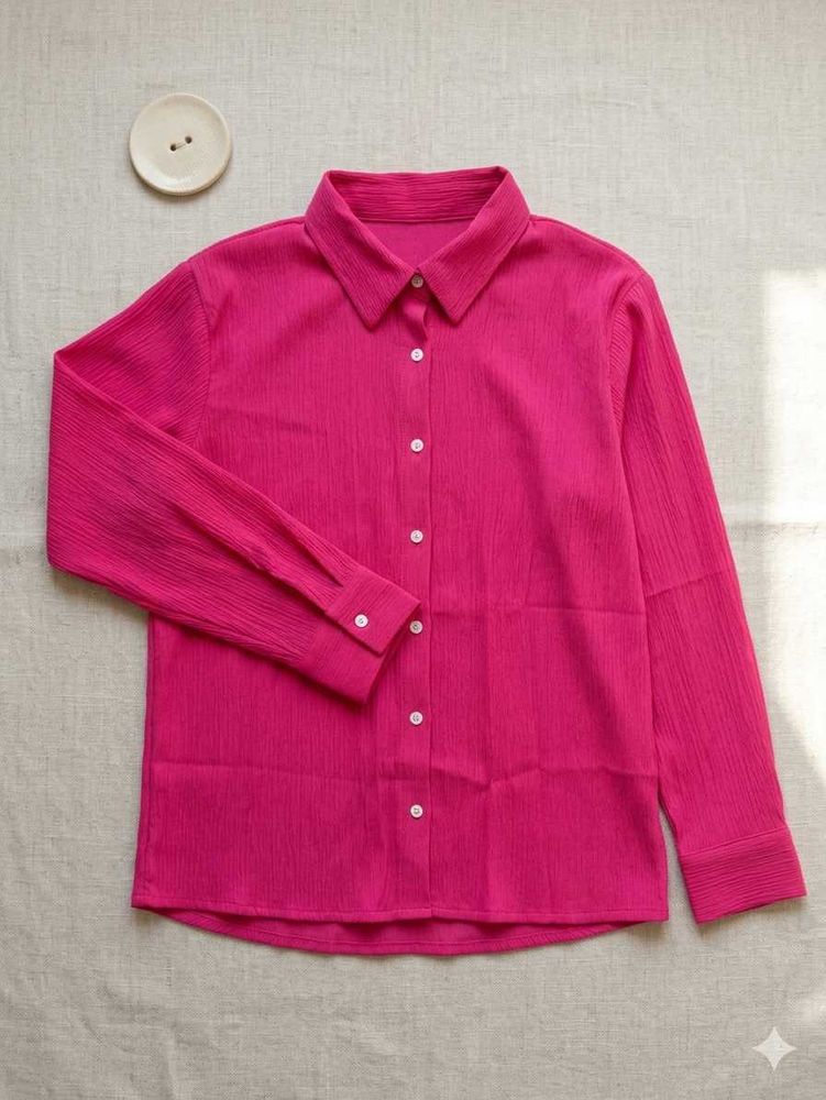 pink botton-up shirt