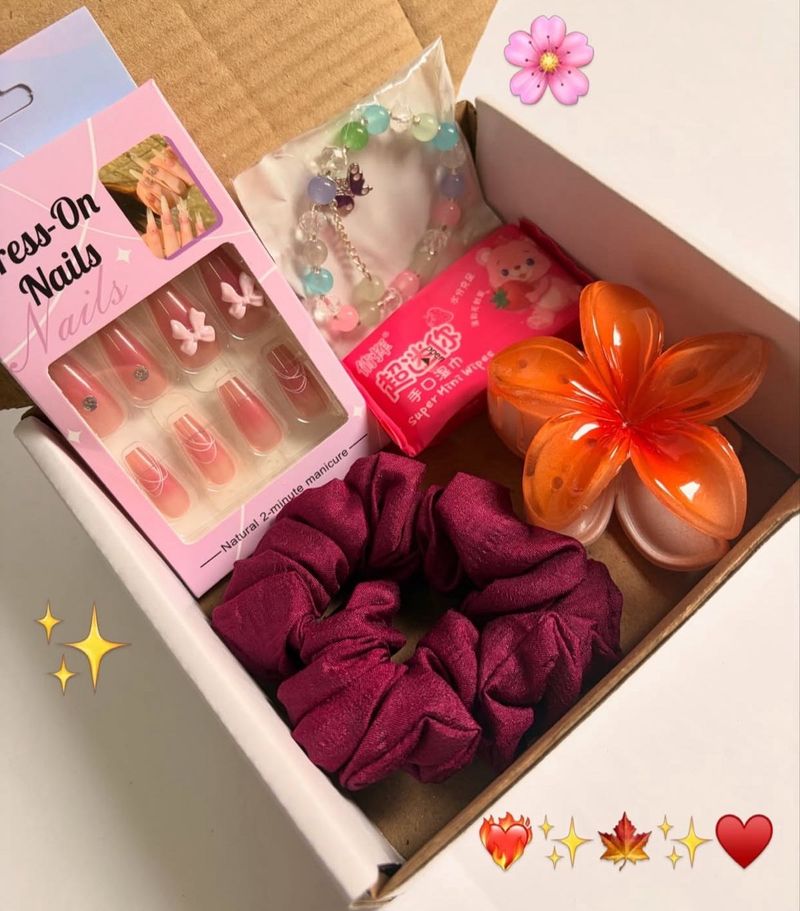 Cute Accessory Set with Press-On Nails