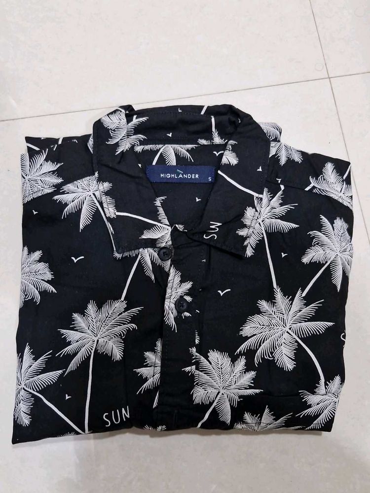 Men's Black Palm Tree Casual Shirt
