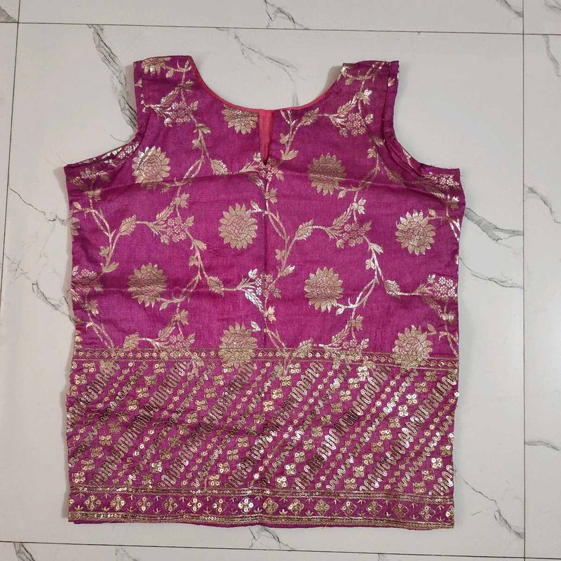Stunning Fuchsia Brocade Short kurta