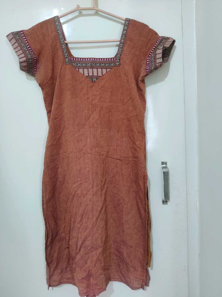 Ethnic Brown Kurti with Detail