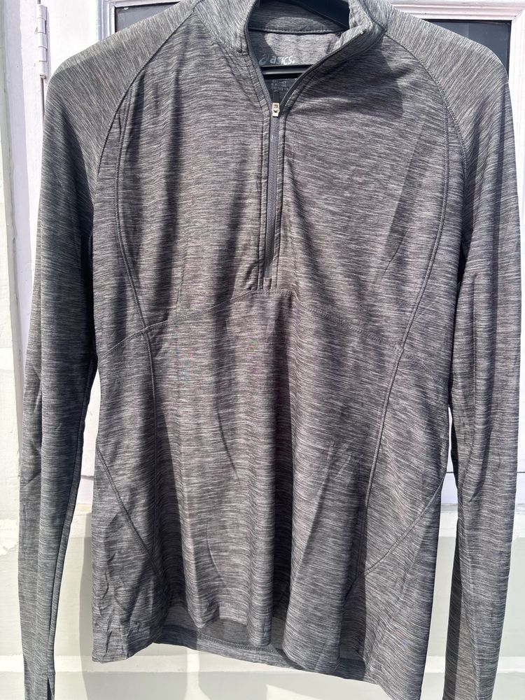 Grey Marled 1/4 Zip Athletic Top