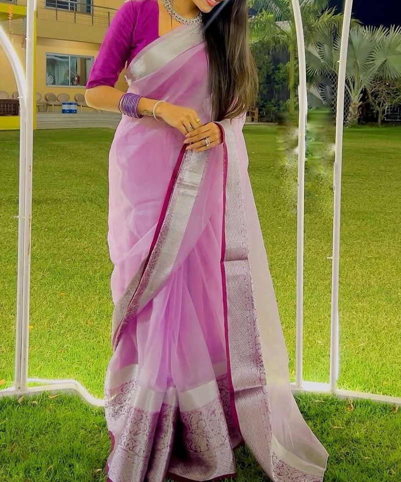 Elegant Lavender Saree  with blouse
