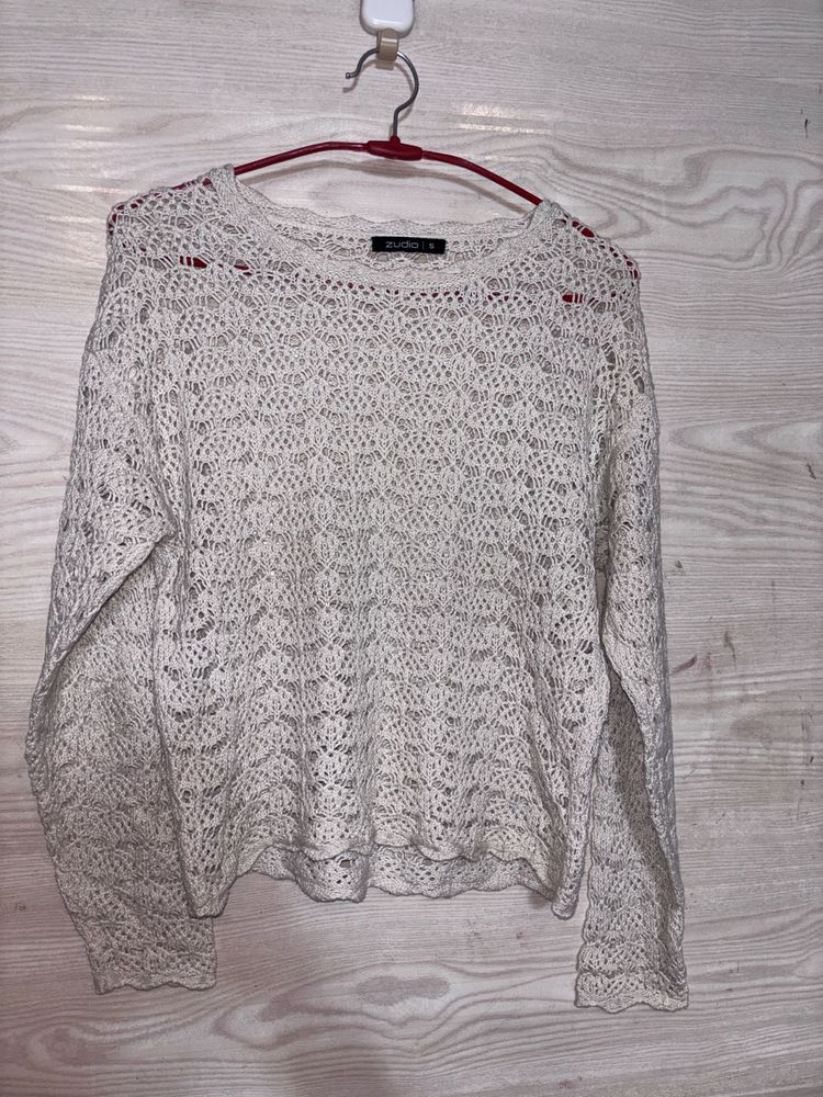 Crochet Knit Pullover Top