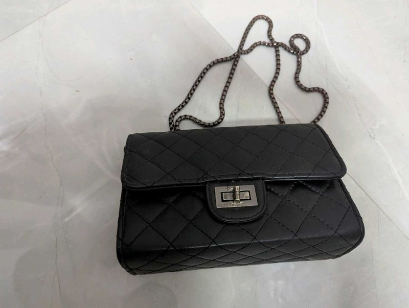Black Chained Sling Bag