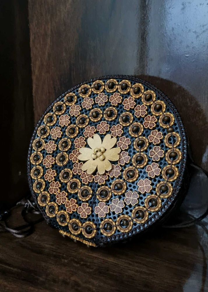 Boho Floral Round Clutch Bag