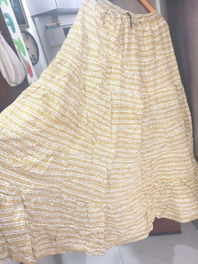 Flowy Ethnic Print Maxi Skirt