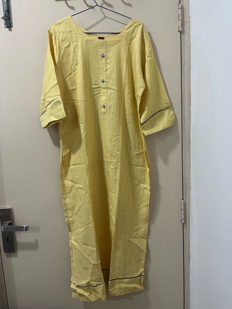 Yellow Cotton Kurta