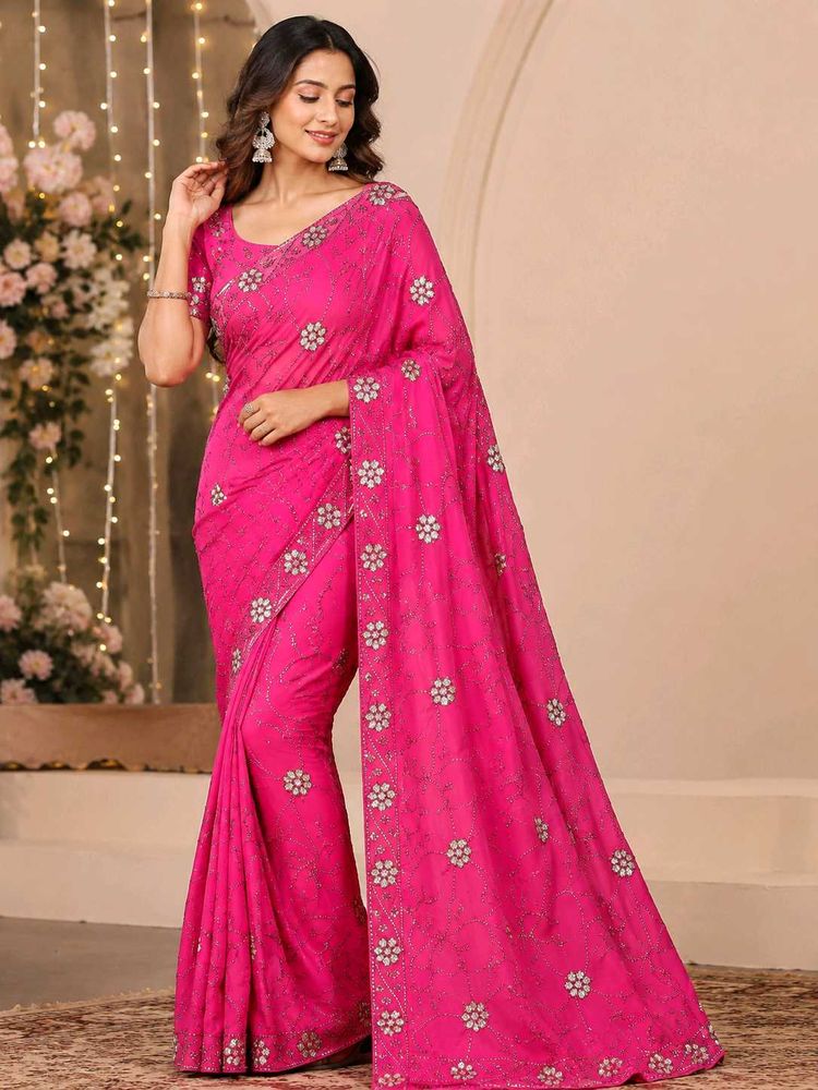 PINK PARTY WEAR SAREE
