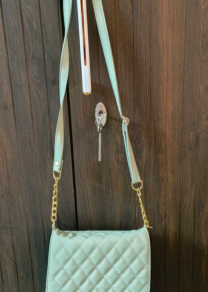 Quilted Sling Bag with Gold Chain