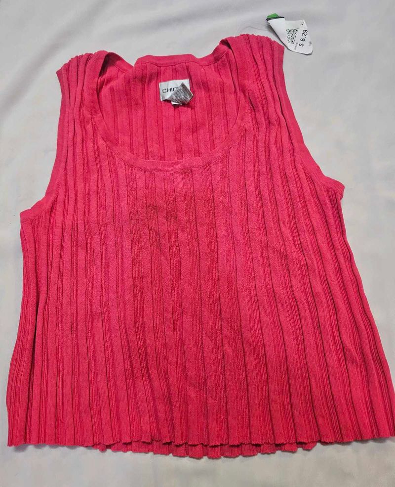 CHICO'S Sleeveless Ribbed Knit Tank Top