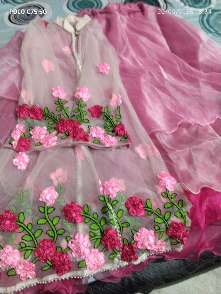 Embroidered Floral shrug and skirt