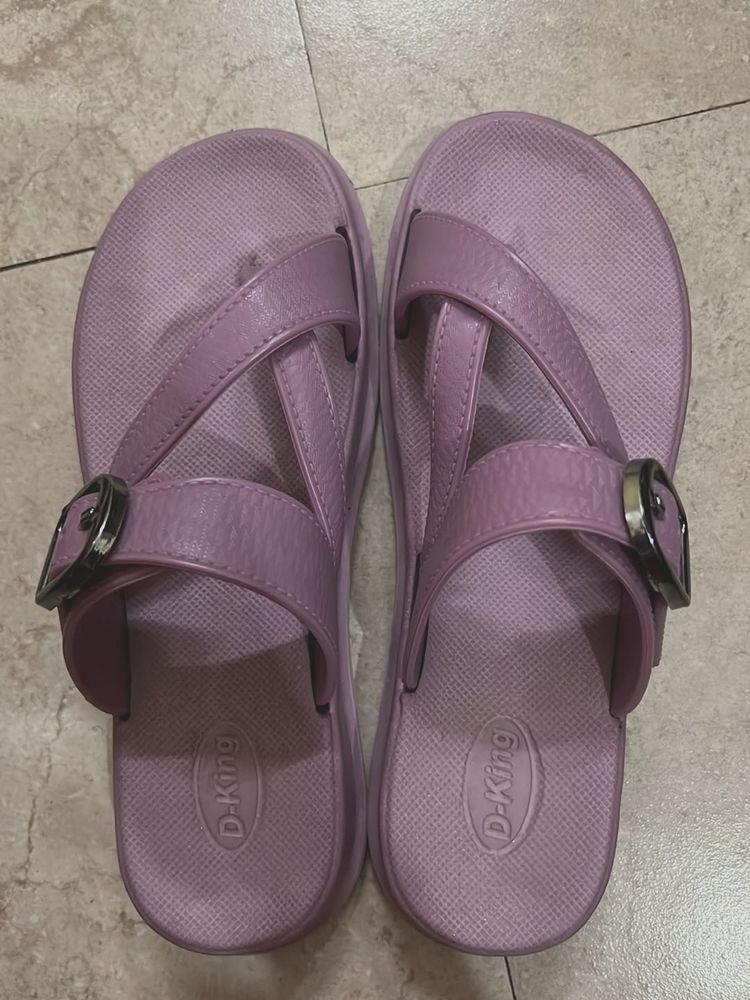 Women's Lavender Flip-Flops with Buckle