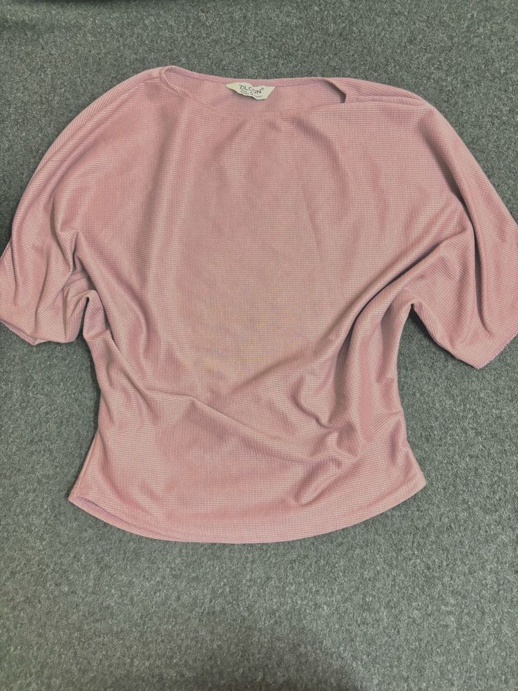Mauve pink Velour Short Sleeve Top