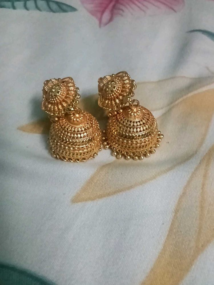 Golden Jhumka Earrings