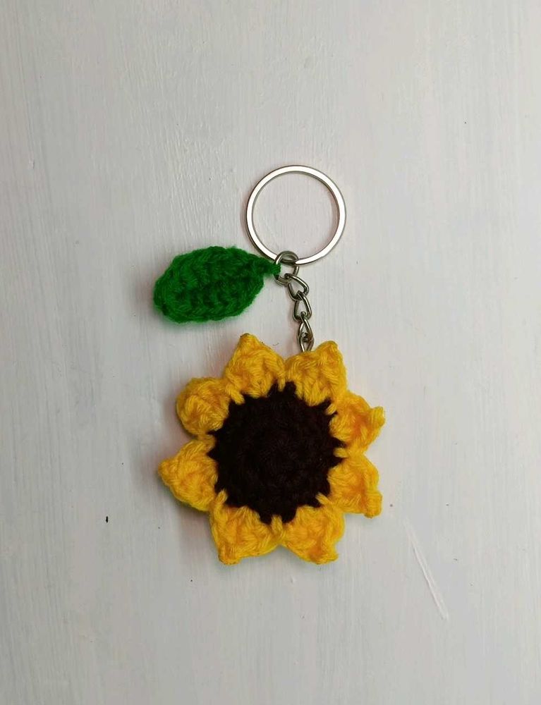 Handmade Crochet Sunflower Keychain