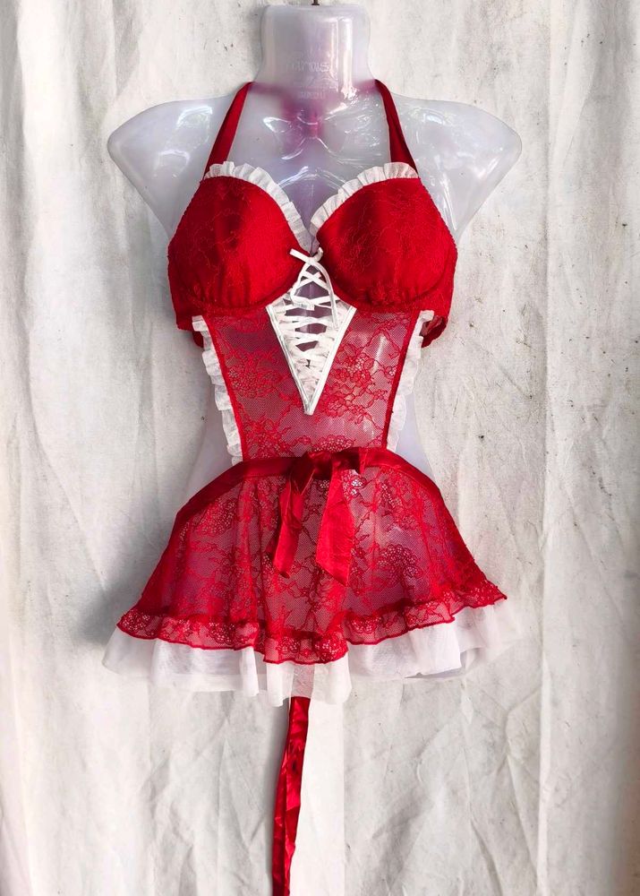 I. Red Lace Lingerie Set