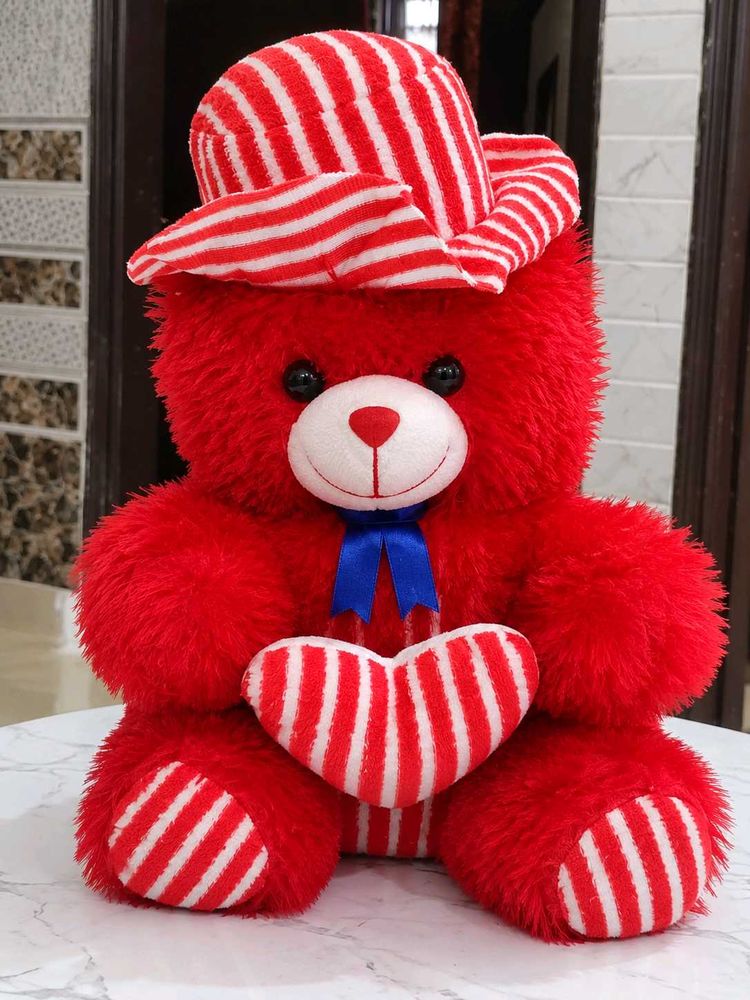 Adorable Red Teddy Bear with Heart