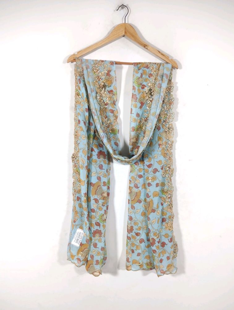 Light Blue Printed With Embroidered Dupatta(Women)