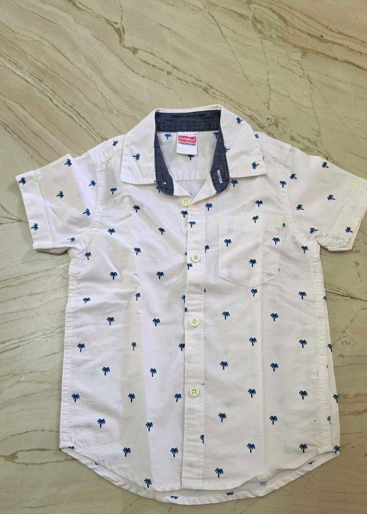 kids Palm Print Short Sleeve Shirt