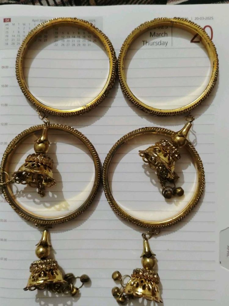 Traditional Gold Tone Bangles with Tassel