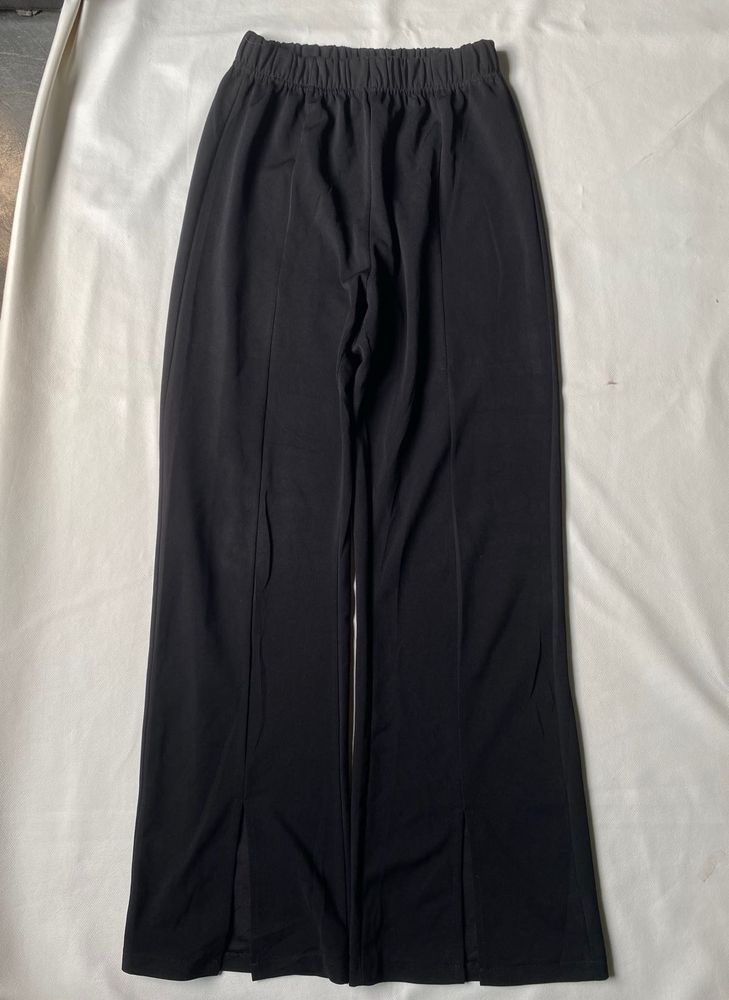 Black Wide Leg Slit Pants