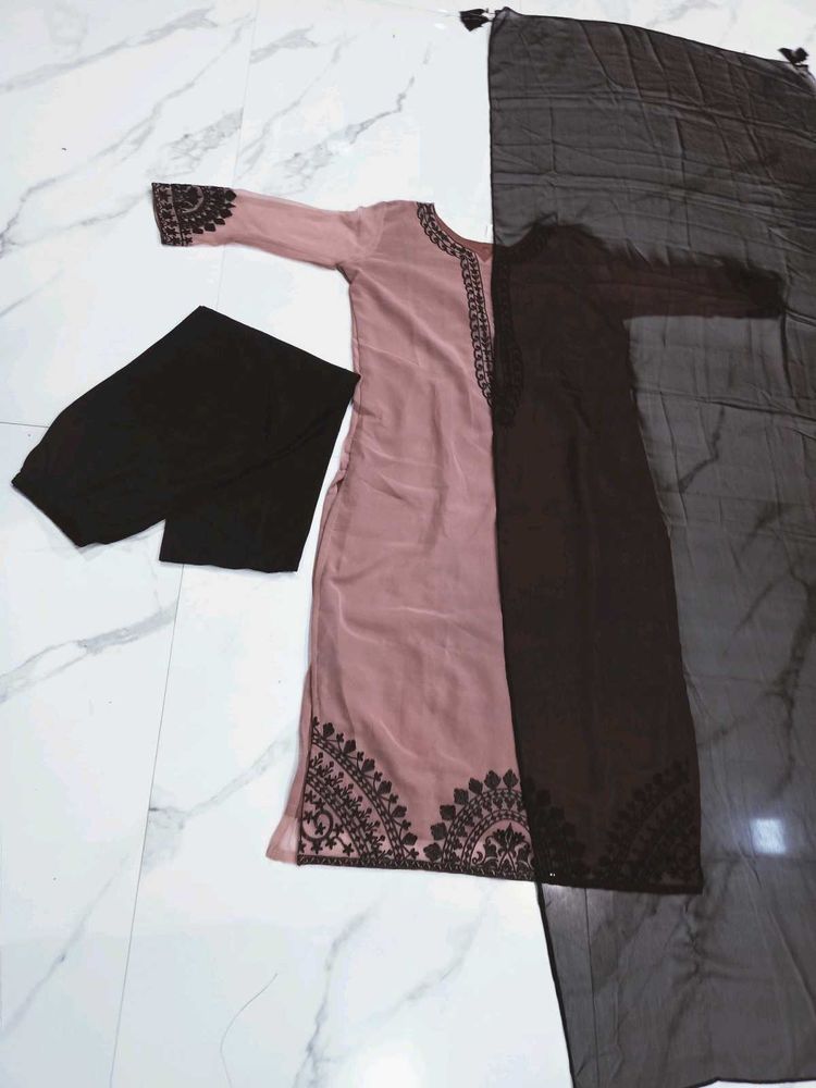 Elegant Mauve Embroidered Kurta Piece 3pc xxl