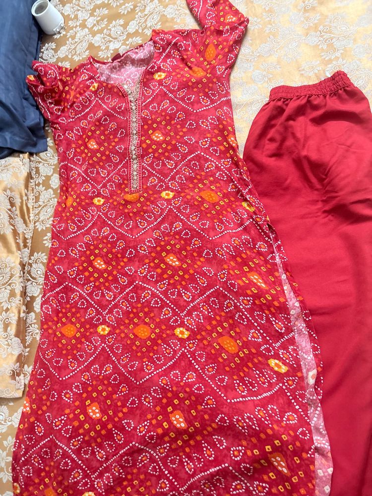 Vibrant Bandhani Print Kurta Set