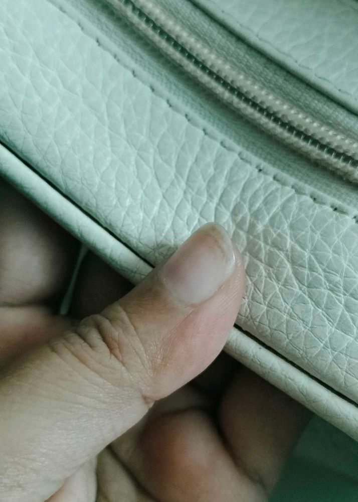 Stylish Cream Leather imported bag