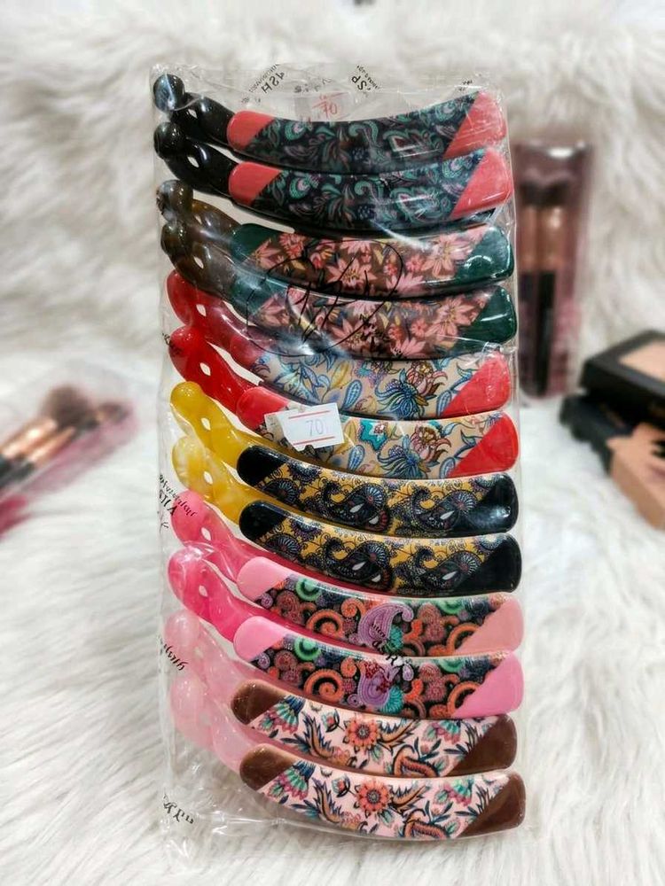 Assorted Pattern Hair Clips - Set of 12