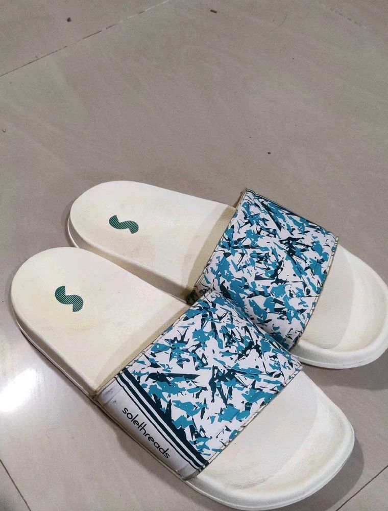 Solethreads Blue &amp; White Slides