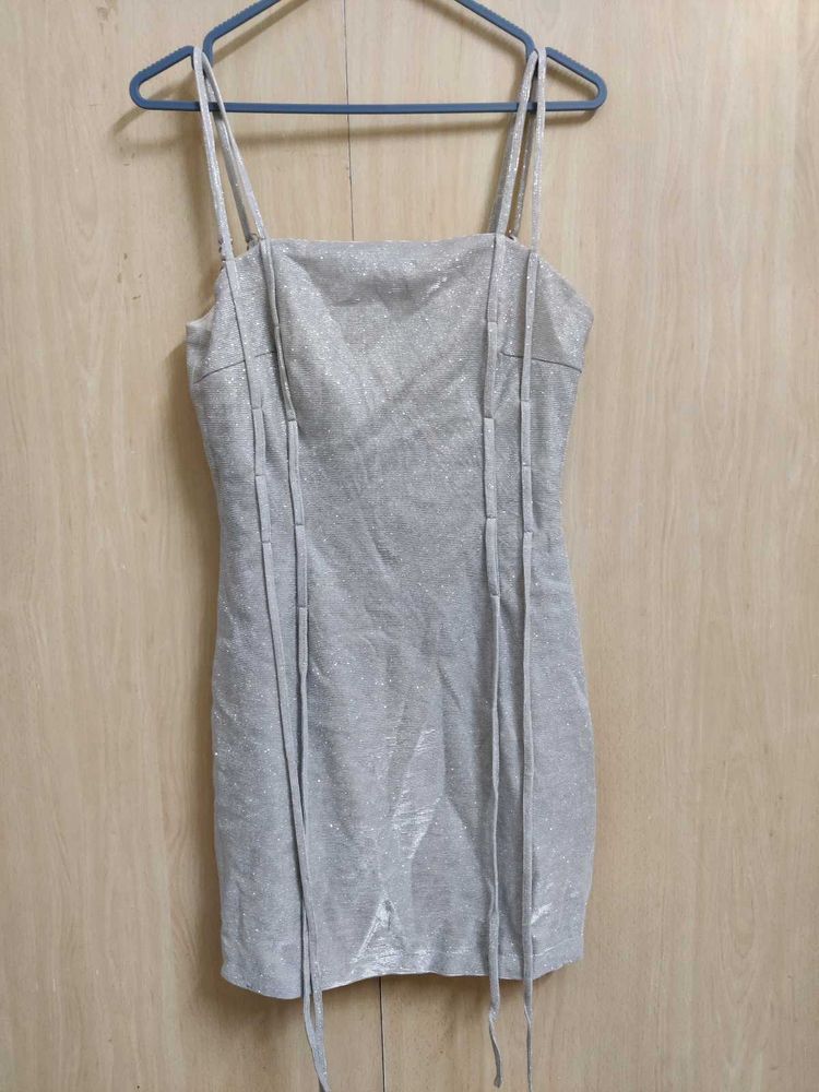 Sparkly Silver Mini Dress