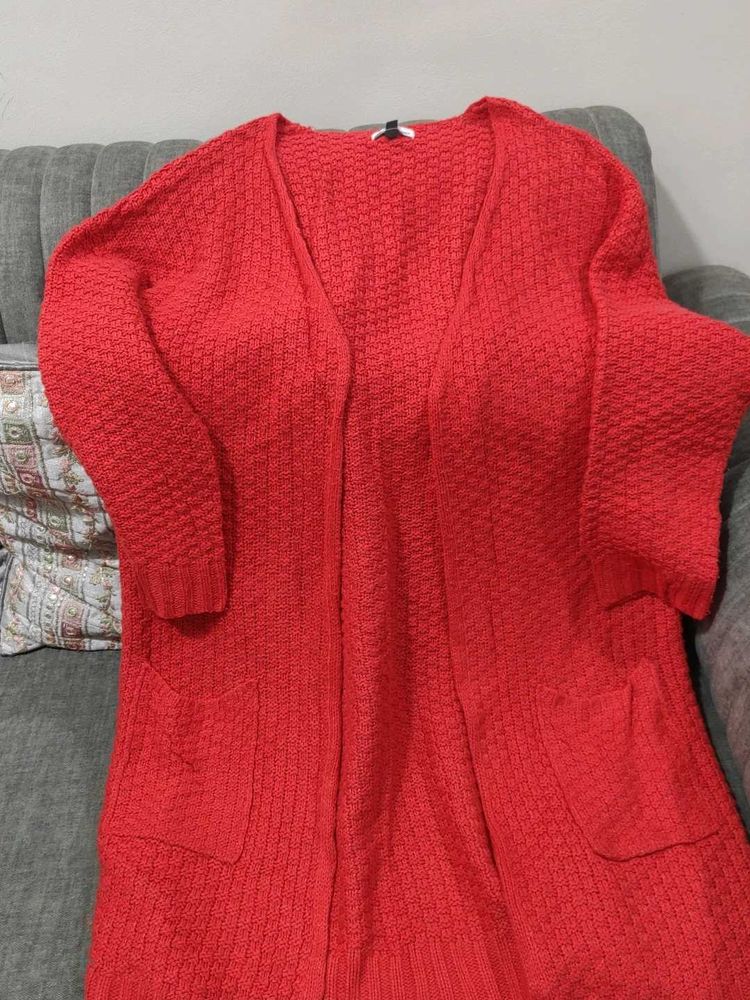 Red Knit Cardigan...