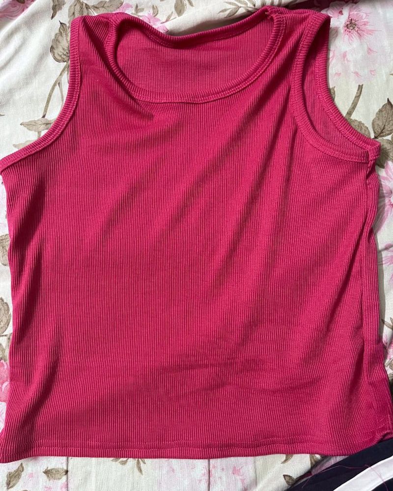 Pink Ribbed Tank Top