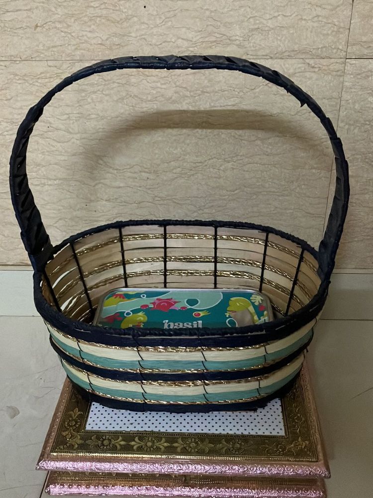 Woven Storage Blue Gold Basket