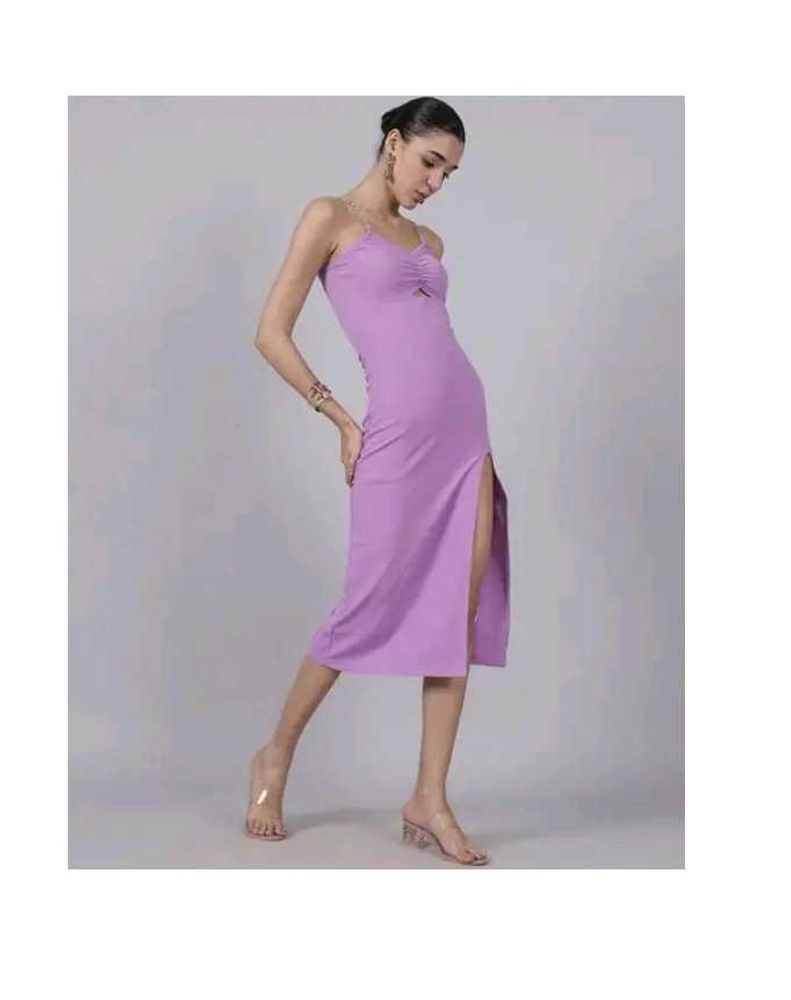Lilac Midi Dress with Slit